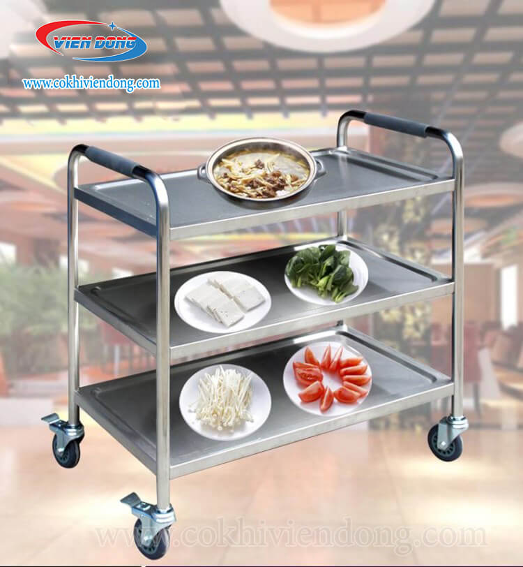 Xe đẩy thức ăn 3 tầng