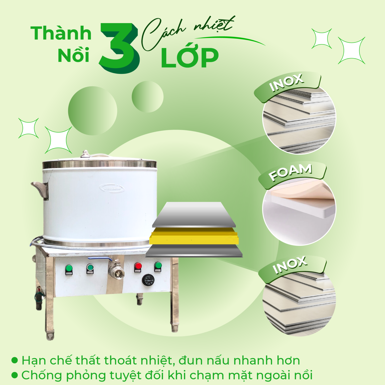 Nồi nấu phở bằng điện 3 ngăn