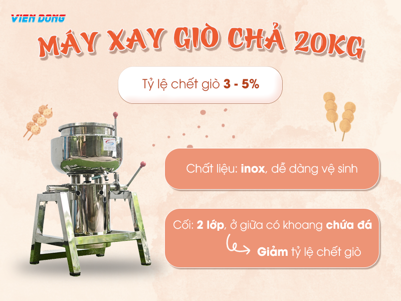 máy xay giò chả 2 lớp 5kg