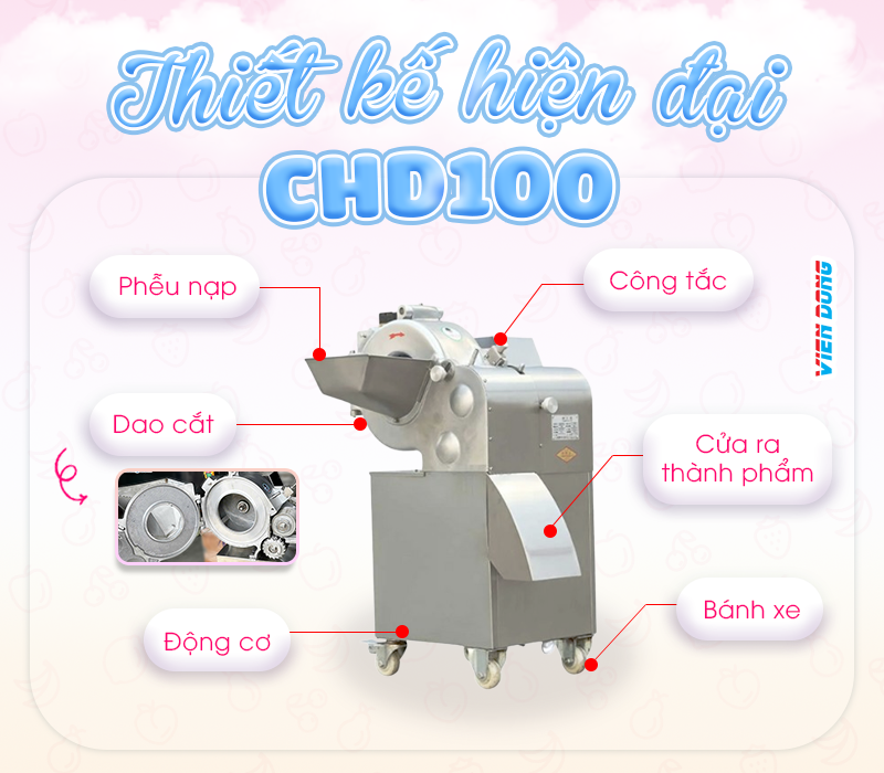 Máy cắt rau củ quả hạt lựu CHD100 Máy cắt rau củ quả hạt lựu CHD100