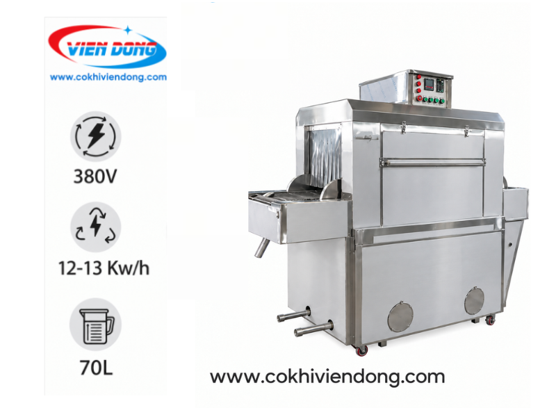 Máy rửa khay băng tải 2 khoang